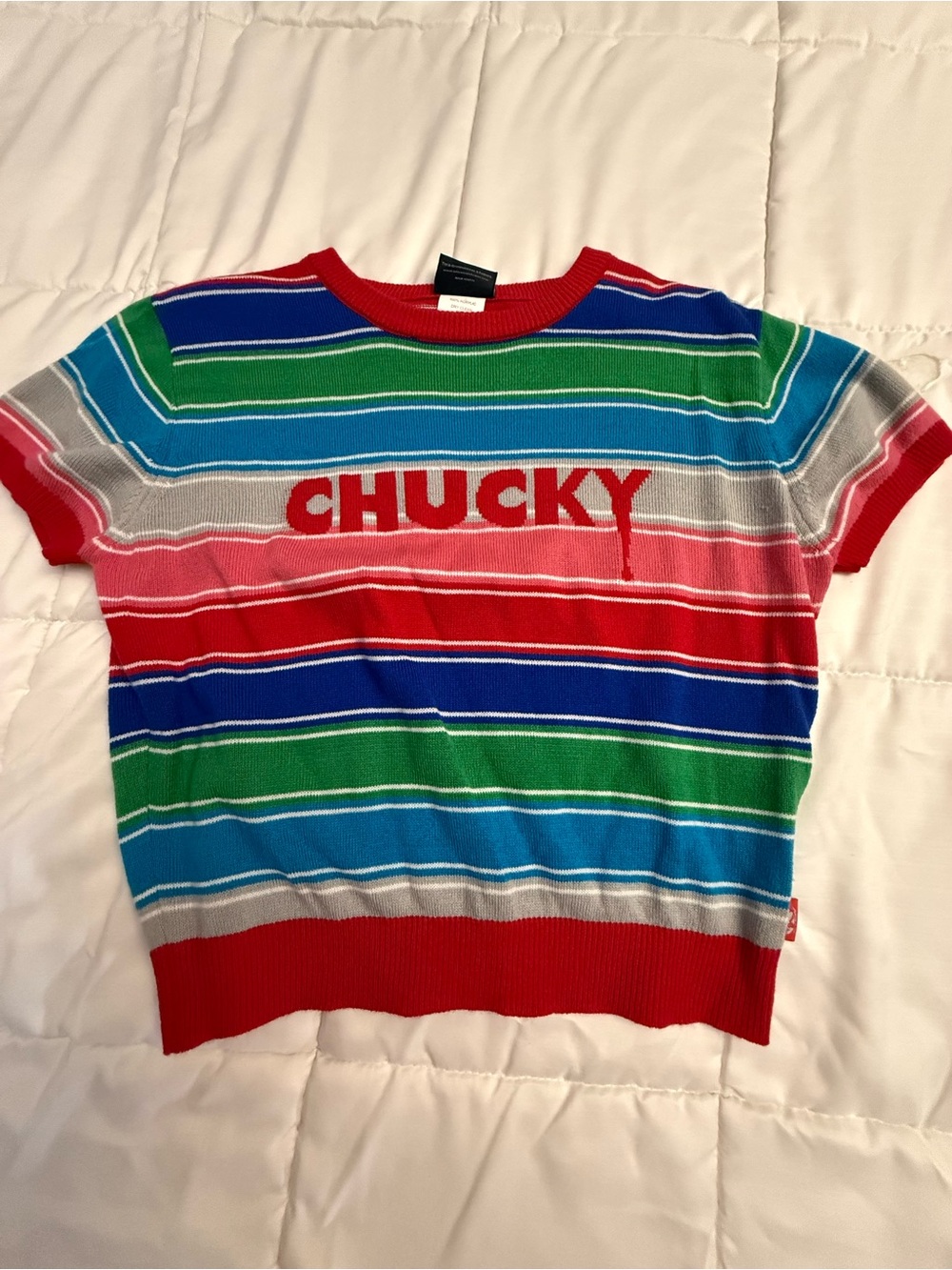 Chucky Multi-Stripe Knit Tee - Red Accent